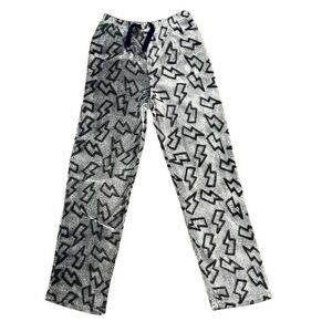 Cozy Jams Youth L 14/16 Gray Lightening Bolt Soft Pants Pajama PJ Elastic Waist